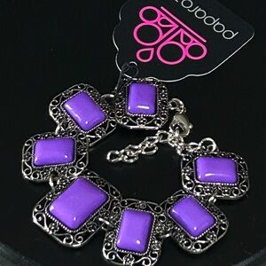 Paparazzi Silver Bracelet with Purple Accents
